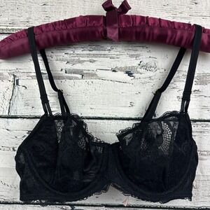 Dobreva Balconette Push Up Bra Lace Unlined Sheer Underwire [Size 34‎ B] New